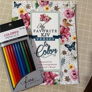Colored Pencils Set with Floral Coloring Book